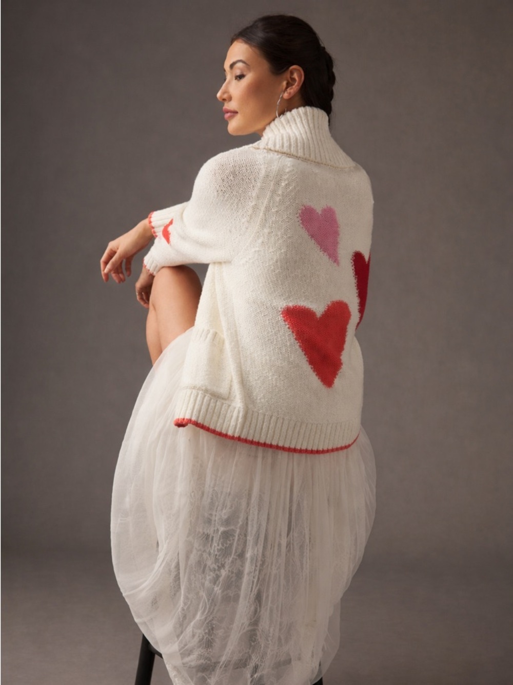 Maeve Anthropologie Heart Cardigan XS Cozy Knit Sweater